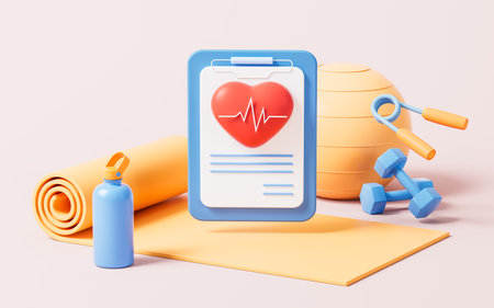 Fitness with cartoon style, 3d rendering. Digital drawing.の写真素材