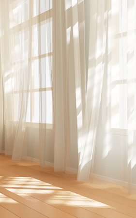 Empty room with light comes in, 3d rendering. Digital drawing.の写真素材