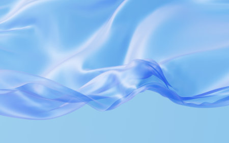Smooth blue wave cloth background, 3d rendering. Digital drawing.の写真素材