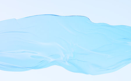 Flowing transparent blue cloth, 3d rendering. Digital drawing.の写真素材