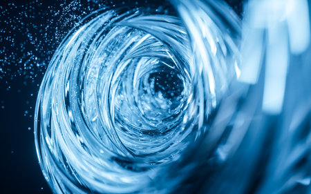 Flowing curve and particles background, 3d rendering. Digital drawing.