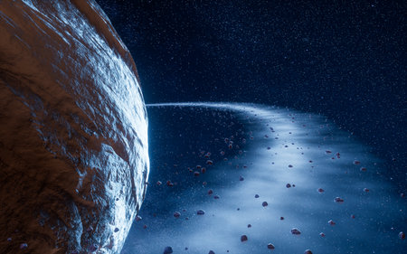 Planet in the outer space, 3d rendering. Digital drawing.の写真素材