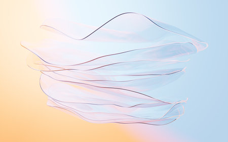 Gradient multilayer glass background, 3d rendering. Digital drawing.