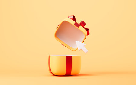Cartoon gift box, festival elements, 3d rendering. Computer digital drawing.
