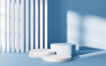 Empty room with product stage, 3d rendering. Digital drawing.の写真素材