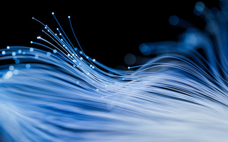 Flowing neon curve lines background, 3d rendering. Digital drawing.の写真素材