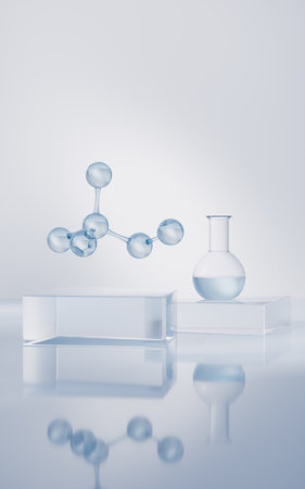Chemical equipments and liquid, 3d rendering. 3D illustration.