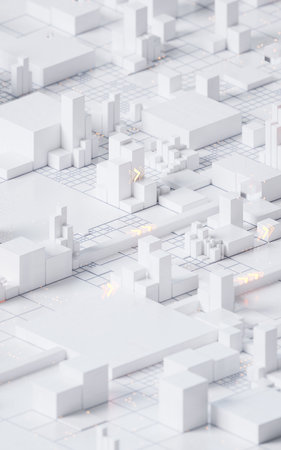 White cube circuit board, 3d rendering. 3D illustration.