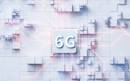 6G concept and technology background, 3d rendering. 3D illustration.の写真素材