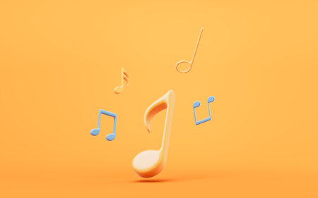 Music notes with cartoon style, 3d rendering. 3D illustration.