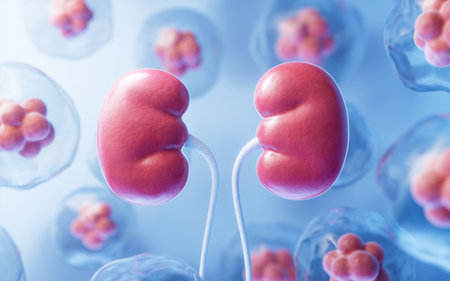 Kidney with biology and health care concept, 3d rendering. 3D illustration.
