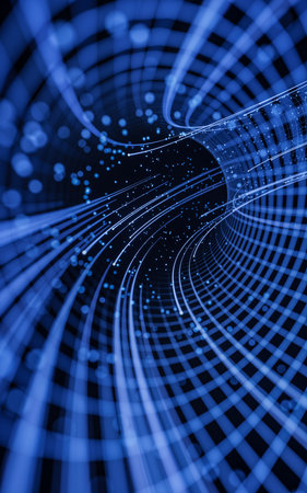 Flowing digital lines with cyberspace background, 3d rendering. Digital drawing.