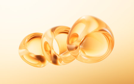 Abstract golden curve geometries background, 3d rendering. 3D illustration.の写真素材