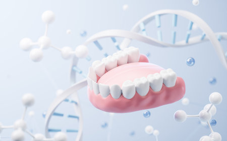 Tooth and biological concept background, 3d rendering. 3D illustration.