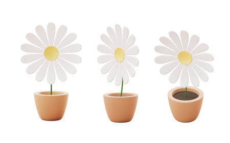 Cartoon style potted flower, 3d rendering. 3D illustration.の写真素材