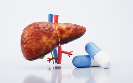 Liver organ with fatty liver state, 3d rendering. 3D illustration.の写真素材