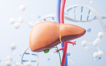 Liver and biological concept background, 3d rendering. 3D illustration.の写真素材
