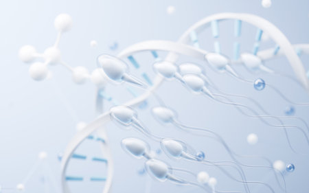 Sperm cells and biological concept background, 3d rendering. 3D illustration.の写真素材