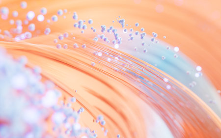 Flowing curves lines background, 3d rendering. 3D illustration.の写真素材