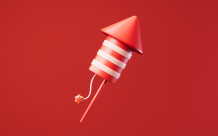 Decorative paper fireworks rocket, 3d rendering. 3D illustration.の写真素材