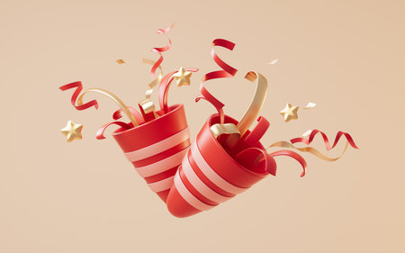 Decorative paper fireworks cone, 3d rendering. 3D illustration.の写真素材