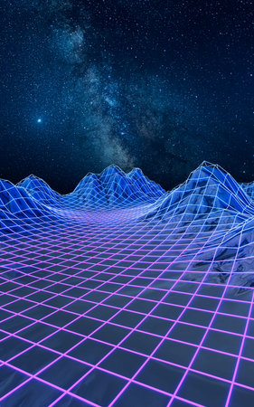 Digital space with glowing lines, 3d rendering. 3D illustration.