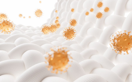 Virus and cloth with microscopic detail, 3d rendering. 3D illustration.の写真素材