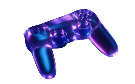 Gamepad with dark neon light effect, 3d rendering. 3D illustration.