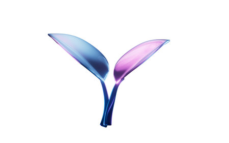 Budding leaves with dark neon light effect, 3d rendering. 3D illustration.