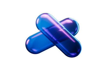 Medical capsule with dark neon light effect, 3d rendering. 3D illustration.の写真素材