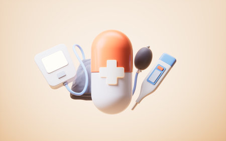 Medical capsule with medical concept, 3d rendering. 3D illustration.の写真素材