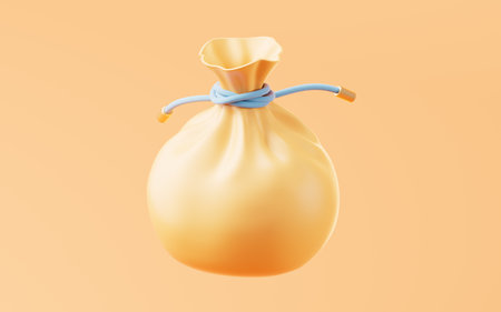 Orange cartoon present bag, 3d rendering. 3D illustration.の写真素材