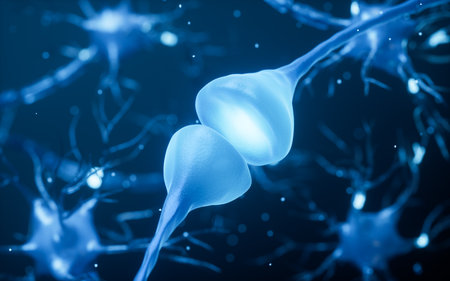 Biology nerve cell with biomedicine concept, 3d rendering. 3D illustration.