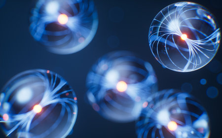 Physics quantum and scientific background, 3d rendering. 3D illustration.の写真素材