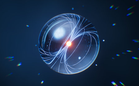 Physics quantum and scientific background, 3d rendering. 3D illustration.
