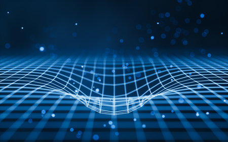 Digital space with glowing lines, 3d rendering. 3D illustration.
