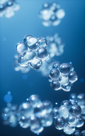 Physics atom with dark blue background, 3d rendering. 3D illustration.