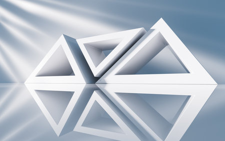 Empty building structure with geometric structure, 3d rendering. 3D illustration.の写真素材