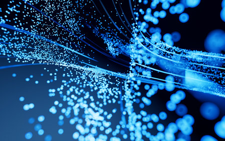 Flowing digital lines with cyberspace background, 3d rendering. 3D illustration.