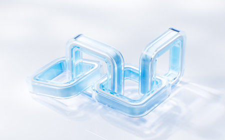 Abstract transparent glass geometry background, 3d rendering. 3D illustration.の写真素材