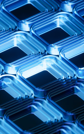 Abstract transparent glass geometry background, 3d rendering. 3D illustration.の写真素材