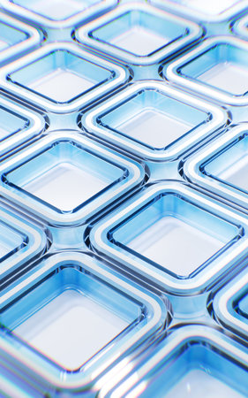 Abstract transparent glass geometry background, 3d rendering. 3D illustration.の写真素材