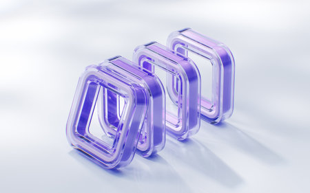 Abstract transparent glass geometry background, 3d rendering. 3D illustration.の写真素材