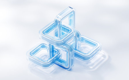 Abstract transparent glass geometry background, 3d rendering. 3D illustration.の写真素材