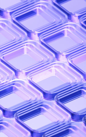 Abstract transparent glass geometry background, 3d rendering. 3D illustration.の写真素材