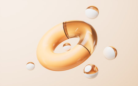 Abstract torus shape glass geometry, 3d rendering. 3D illustration.の写真素材