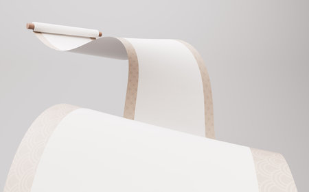 Blank Chinese ancient reel banner, 3d rendering. 3D illustration.の写真素材