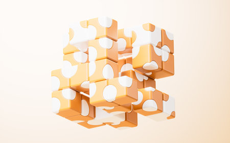 Abstract cartoon style cube, 3d rendering. 3D illustration.