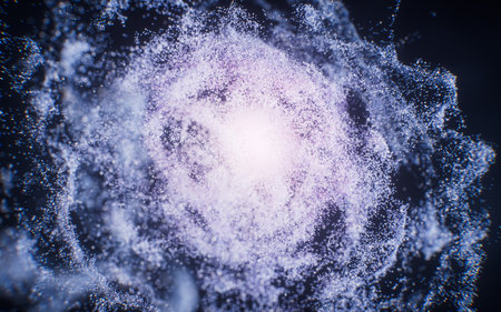 Fantastic dense flowing particles background, 3d rendering. 3D illustration.の写真素材