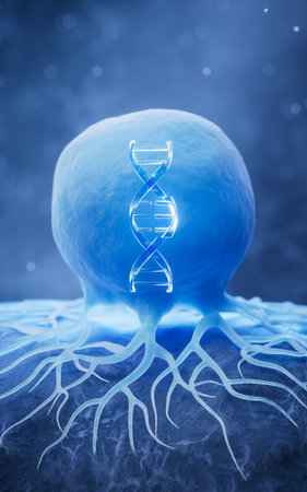 Biological cancer cell and disease, 3d rendering. 3D illustration.